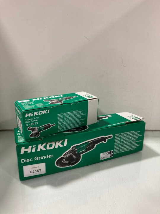 Lot 1047  
            Marchington SR12 - Parcel Delivery Only 

                
2 X HIKOKI 115MM/230MM DISC GRINDERS - MODELS G23ST/CD40320: LOCATION - E13