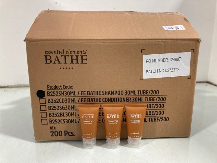 Lot 1063  
            Marchington SR12 - Parcel Delivery Only 

                
QTY OF ESSENTIEL ELEMENTS BATHE 30ML SHAMPOO: LOCATION - E12