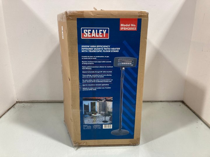 Lot 1065  
            Marchington SR12 - Parcel Delivery Only 

                
SEALY 2000W HIGH EFFICIENCY INFRARED QUARTZ PATIO HEATER WITH TELESCOPIC FLOOR ST...