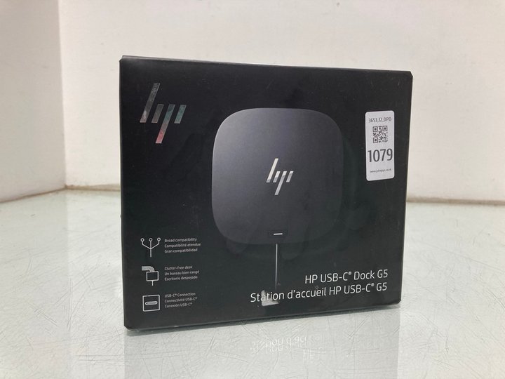 Lot 1079  
            Marchington SR12 - Parcel Delivery Only 

                
HP USB-C DOCK G5 - ORIGINAL RRP: £149.99: LOCATION - E11