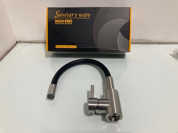 Lot 109  
            Marchington SR12 - Parcel Delivery Only 

                
KITCHEN MIXER TAP WITH FLEXIBLE SILICONE HOSE BLACK AND STAINLESS STEEL: LOCATION...
