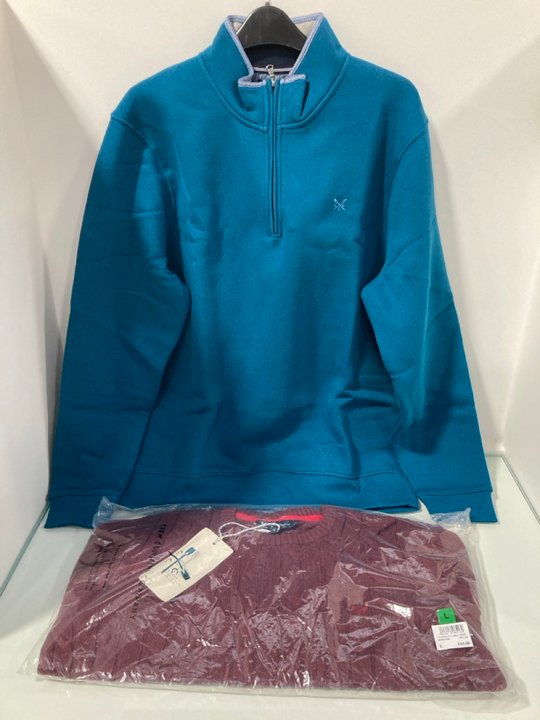 Lot 1103  
            Marchington SR12 - Parcel Delivery Only 

                
CREW CLOTHING COMPANY CLASSIC HALF ZIP SWEATER IN MOROCCAN BLUE - UK SIZE: XL TO ...