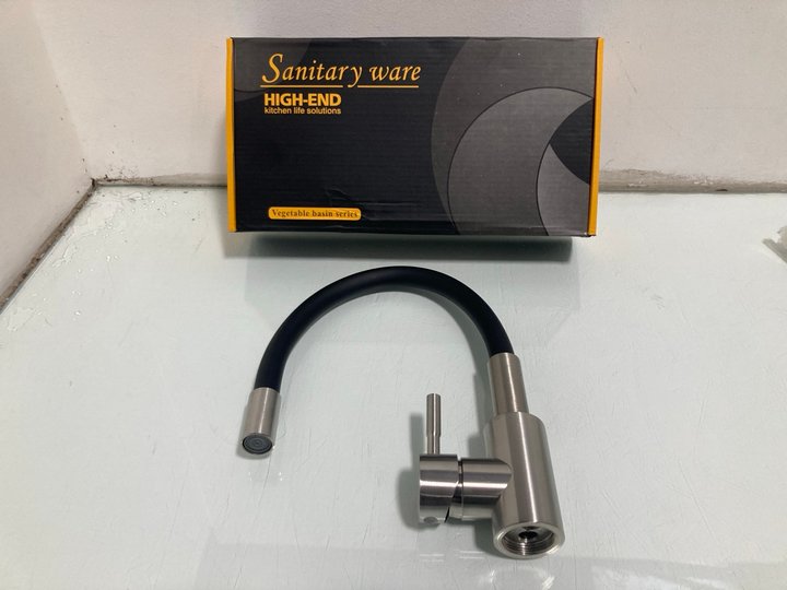 Lot 110  
            Marchington SR12 - Parcel Delivery Only 

                
KITCHEN MIXER TAP WITH FLEXIBLE SILICONE HOSE BLACK AND STAINLESS STEEL: LOCATION...