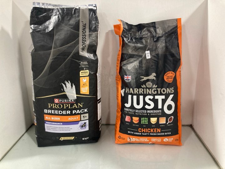 Lot 1145  
            Marchington SR12 - Parcel Delivery Only 

                
HARRINGTONS JUST 6 DRY DOG FOOD 12KG - BB: 01/27 TO INCLUDE PURINA BREEDER PACK A...