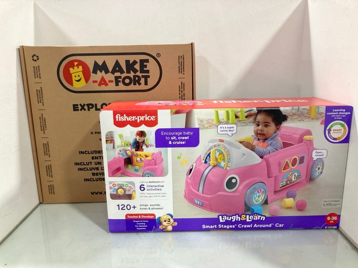 Lot 1146  
            Marchington SR12 - Parcel Delivery Only 

                
FISHER PRICE LAUGH & LEARN SMART STAGES CRAWL AROUND CAR TO INCLUDE MAKE A FORT E...