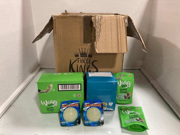 Lot 1172  
            Marchington SR12 - Parcel Delivery Only 

                
QTY OF ASSORTED PET ITEMS TO INCLUDE WAGG TREATS LAMB CHOPS 125G - BB: 12/26: LOC...