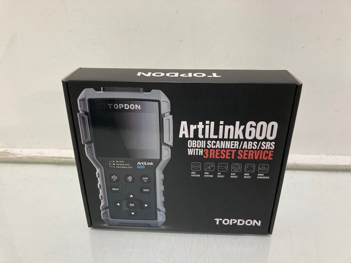 Lot 1174  
            Marchington SR12 - Parcel Delivery Only 

                
TOPDON ARTILINK 600 OBDII SCANNER/ABS/SRS WITH 3 RESET SERVICE - ORIGINAL RRP: £1...