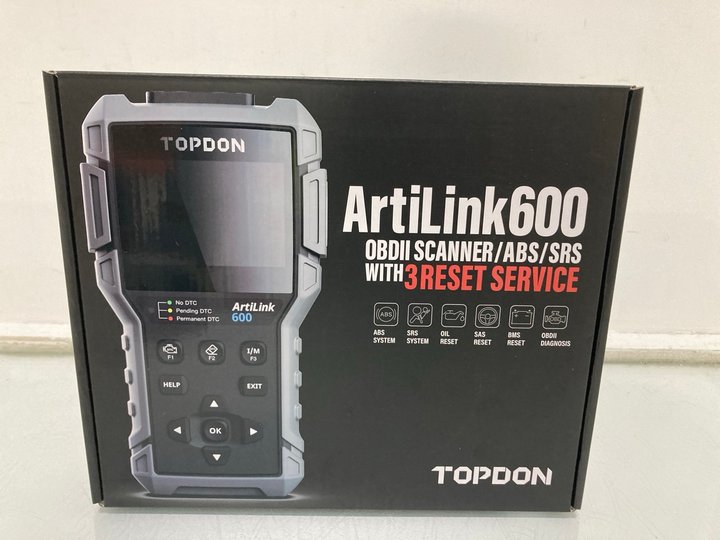 Lot 1176  
            Marchington SR12 - Parcel Delivery Only 

                
TOPDON ARTILINK 600 OBDII SCANNER/ABS/SRS WITH 3 RESET SERVICE - ORIGINAL RRP: £1...