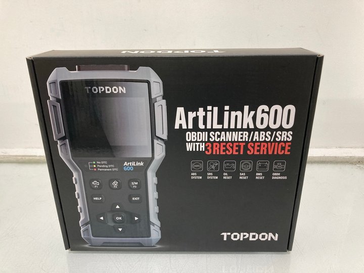 Lot 1180  
            Marchington SR12 - Parcel Delivery Only 

                
TOPDON ARTILINK 600 OBDII SCANNER/ABS/SRS WITH 3 RESET SERVICE - ORIGINAL RRP: £1...