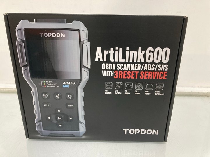 Lot 1181  
            Marchington SR12 - Parcel Delivery Only 

                
TOPDON ARTILINK 600 OBDII SCANNER/ABS/SRS WITH 3 RESET SERVICE - ORIGINAL RRP: £1...