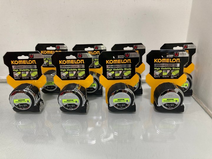 Lot 1182  
            Marchington SR12 - Parcel Delivery Only 

                
QTY OF KOMELON POWERBLADE II TAPE MEASURES: LOCATION - E6