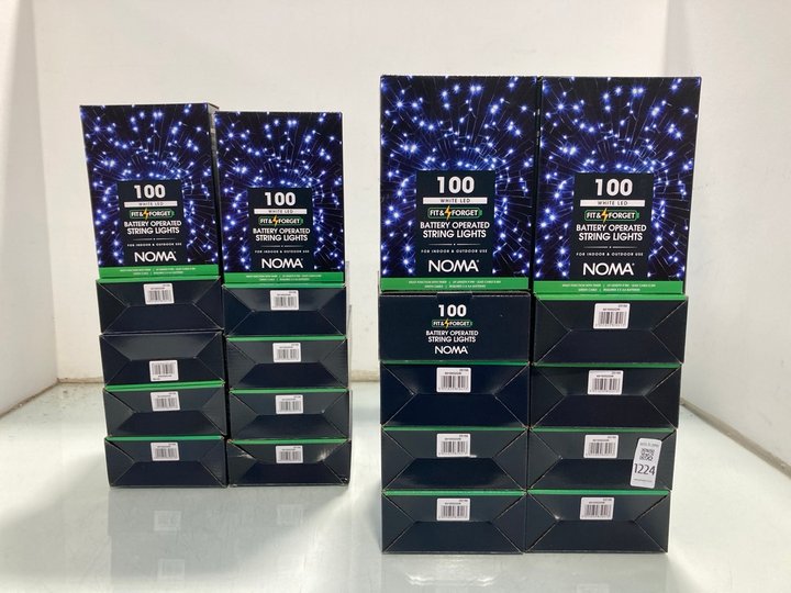 Lot 1224  
            Marchington SR12 - Parcel Delivery Only 

                
QTY OF NOMA 100 BATTERY OPERATED STRING LIGHTS: LOCATION - E4