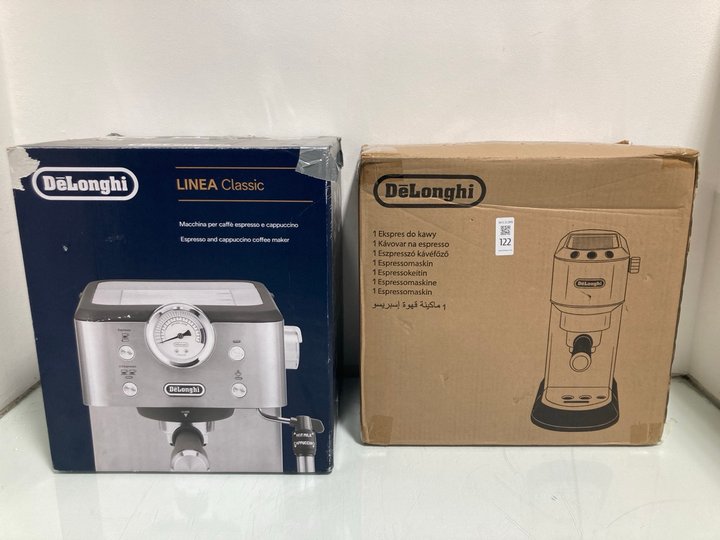 Lot 122  
            Marchington SR12 - Parcel Delivery Only 

                
DELONGHI LINEA CLASSIC COFFEE MACHINE TO INCLUDE DELONGHI ESPRESSO MACHINE: LOCAT...