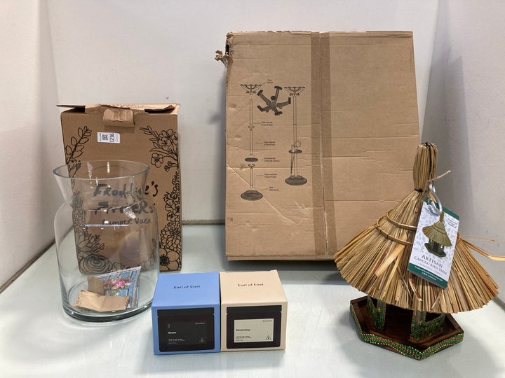 Lot 1236  
            Marchington SR12 - Parcel Delivery Only 

                
QTY OF ASSORTED ITEMS TO INCLUDE ARTISAN CANGGU BIRD TABLE: LOCATION - E4