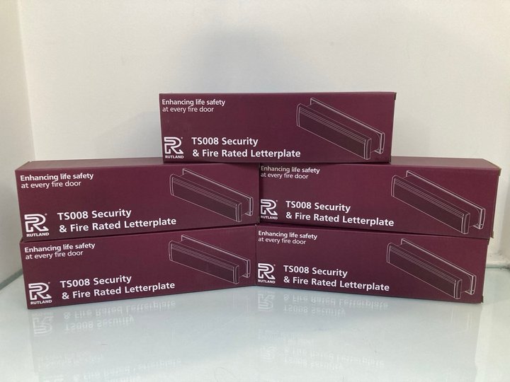 Lot 1271  
            Marchington SR12 - Parcel Delivery Only 

                
5 X RUTLAND TS008 SECURITY & FIRE RATED LETTER PLATES: LOCATION - E2