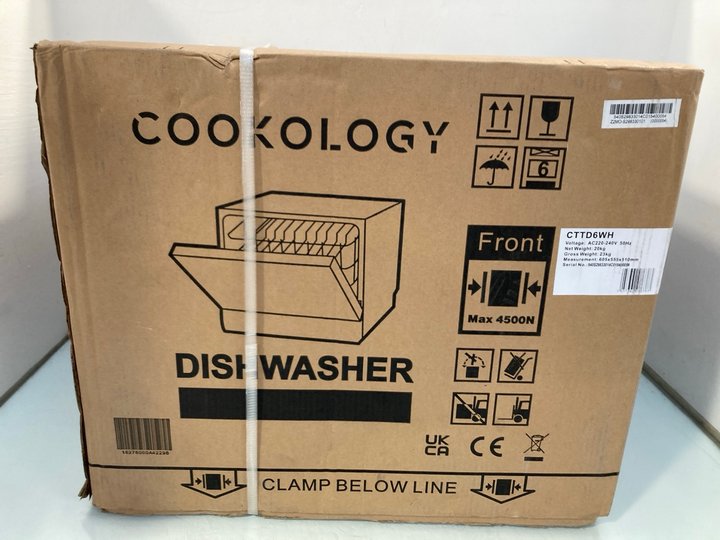 Lot 1289  
            Marchington SR12 - Parcel Delivery Only 

                
COOKOLOGY CTTD6WH TABLE TOP DISHWASHER - ORIGINAL RRP £199.99: LOCATION - E2