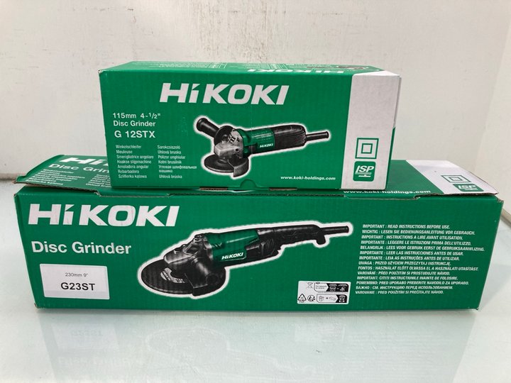 Lot 1296  
            Marchington SR12 - Parcel Delivery Only 

                
2 X HIKOKI 115MM/230MM DISC GRINDERS: LOCATION - E2