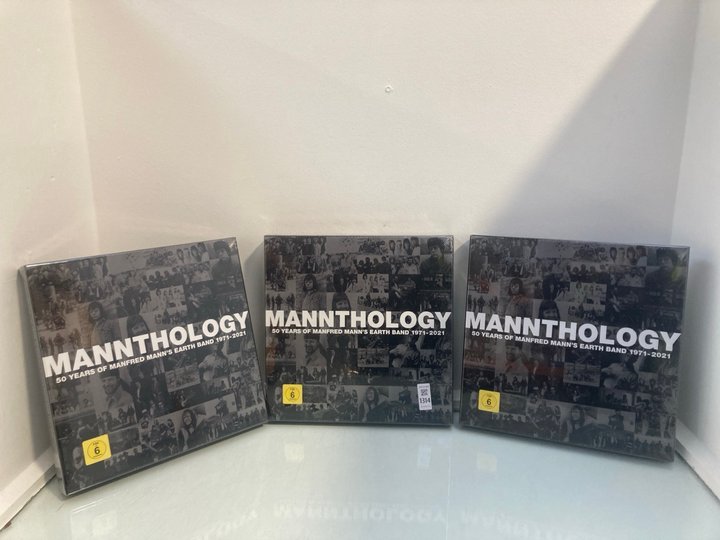 Lot 1314  
            Marchington SR12 - Parcel Delivery Only 

                
3 X MANNTHOLOGY CD BOX SET: LOCATION - E1