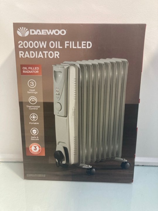 Lot 1331  
            Marchington SR12 - Parcel Delivery Only 

                
DAEWOO 2000W OIL FILLED RADIATOR: LOCATION - E0
