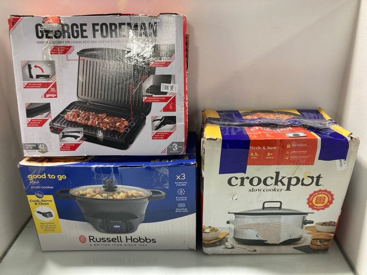 Lot 146  
            Marchington SR12 - Parcel Delivery Only 

                
QTY OF ASSORTED KITCHEN APPLIANCES TO INCLUDE GEORGE FOREMAN FIT GRILL LARGE: LOC...