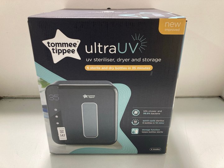 Lot 147  
            Marchington SR12 - Parcel Delivery Only 

                
TOMMEE TIPPEE ULTRA UV STERILISER ORIGINAL RRP £129.99: LOCATION - J7