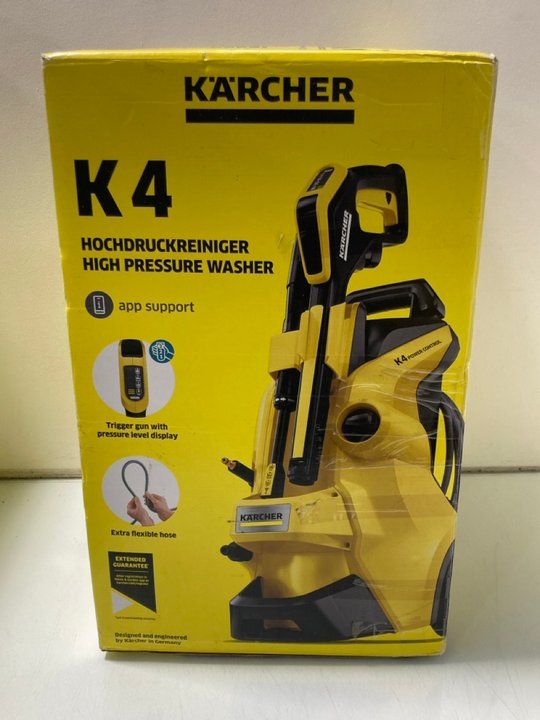 Lot 165  
            Marchington SR12 - Parcel Delivery Only 

                
KARCHER K4 PCF HIGH PRESSURE WASHER ORIGINAL RRP £219.00: LOCATION - J8