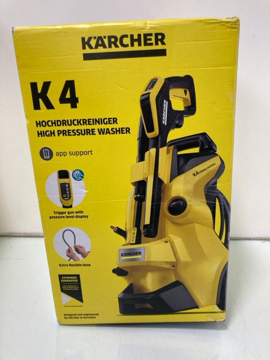 Lot 174  
            Marchington SR12 - Parcel Delivery Only 

                
KARCHER K4 POWER CONTROL FLEX HIGH PRESSURE WASHER: LOCATION - J9