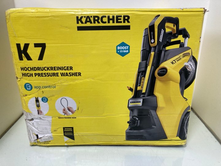 Lot 179  
            Marchington SR12 - Parcel Delivery Only 

                
KARCHER K7 PREMIUM SMART CONTROL FLEX 180 BAR PRESSURE WASHER ORIGINAL RRP£519.00...