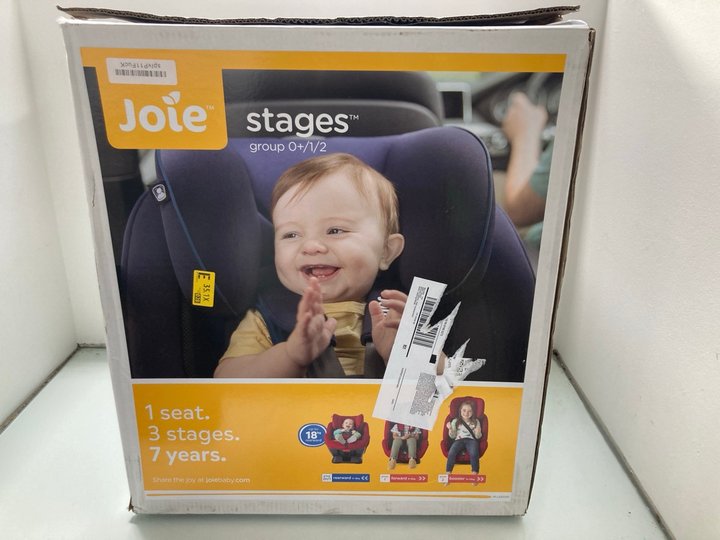 Lot 191  
            Marchington SR12 - Parcel Delivery Only 

                
JOIE STAGES GROUP 0 +/1/2 CAR SEAT IN COAL BLACK: LOCATION - J10