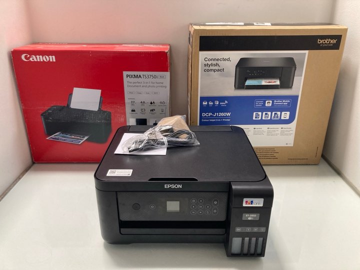 Lot 196  
            Marchington SR12 - Parcel Delivery Only 

                
QTY OF ASSORTED PRINTERS TO INCLUDE CANON PIXMA TS3750I: LOCATION - J11