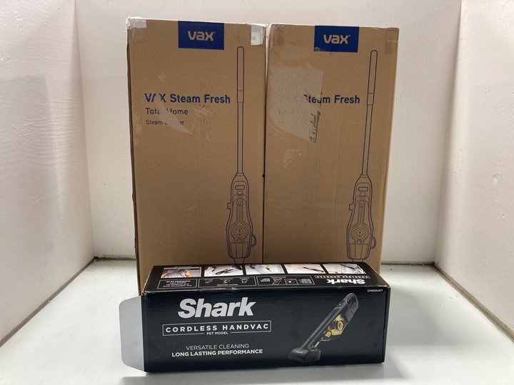 Lot 203  
            Marchington SR12 - Parcel Delivery Only 

                
2X VAX STEAM FRESH STEAM CLEANER TO INCLUDE SHARK CORDLESS HANDLE PET MODEL: LOCA...