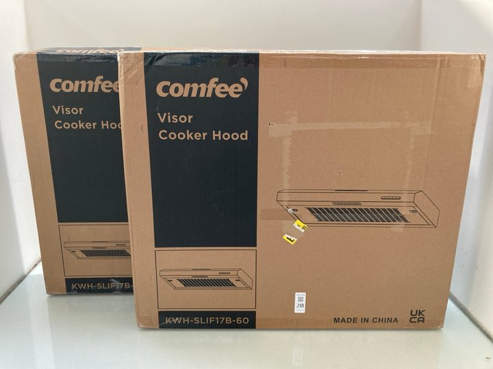 Lot 218  
            Marchington SR12 - Parcel Delivery Only 

                
2X COMFEE VISOR COOKER HOOD MODEL KWH-SLIF17B-60: LOCATION - J13