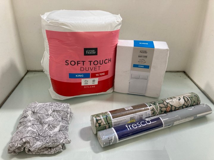 Lot 235  
            Marchington SR12 - Parcel Delivery Only 

                
QTY OF ASSORTED HOUSEHOLD ITEMS TO INCLUDE GEORGE EASY CARE WAFFLE DUVET SET IN W...