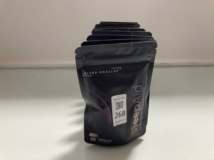 Lot 268  
            Marchington SR12 - Parcel Delivery Only 

                
QTY OF SLEEP ORACLES SLEEP AID FOOD SUPPLEMENT CAPSULES: LOCATION - J15