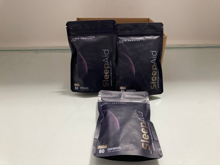 Lot 269  
            Marchington SR12 - Parcel Delivery Only 

                
QTY OF SLEEP ORACLES SLEEP AID FOOD SUPPLEMENT CAPSULES: LOCATION - J15