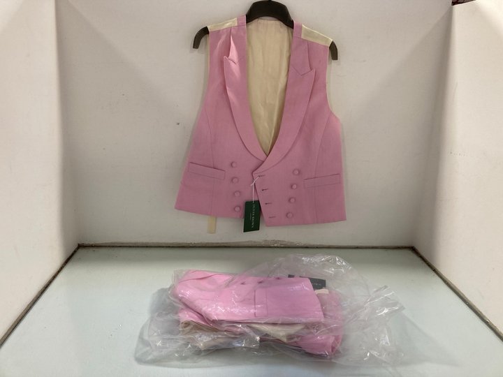Lot 308  
            Marchington SR12 - Parcel Delivery Only 

                
2 X OLIVER BROWN LONDON DOUBLE BREASTED LINEN WAISTCOAT IN PINK - UK SIZES: 42L &...