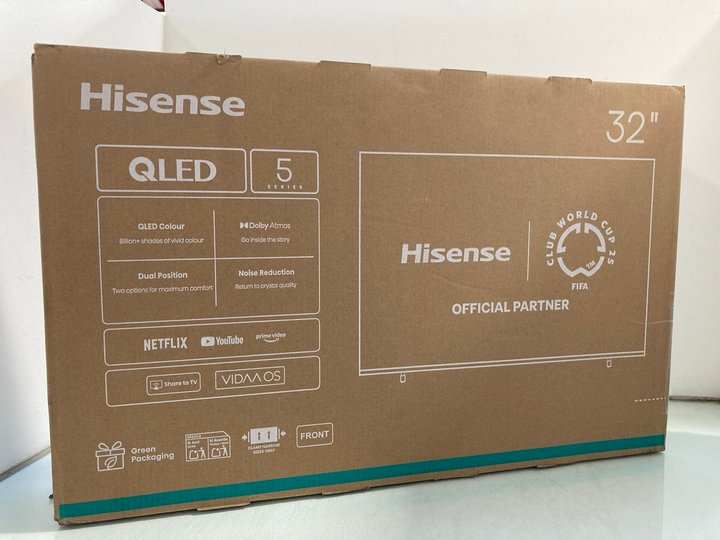 Lot 314  
            Marchington SR12 - Parcel Delivery Only 

                
HISENSE OLED 5 SERIES 32" TV - MODEL: 32E5QTUK - ORIGINAL RRP £249: LOCATION - J19