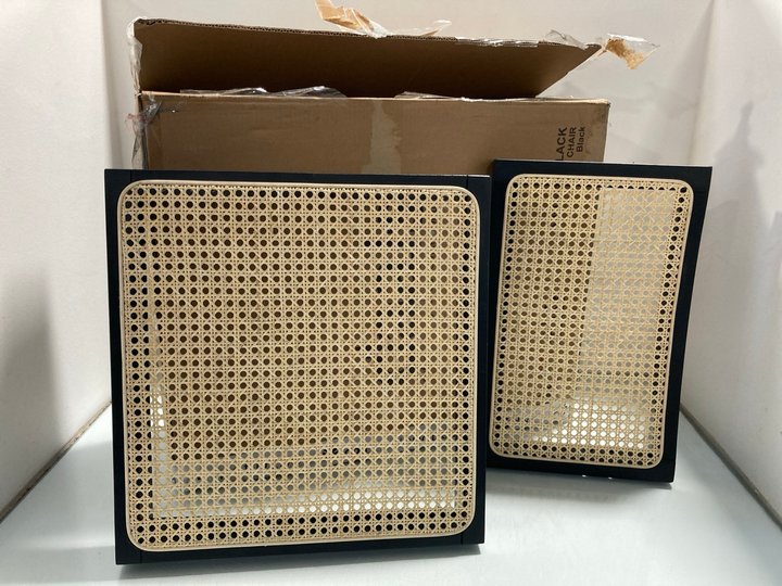 Lot 333  
            Marchington SR12 - Parcel Delivery Only 

                
DAALS JEANNE CANE RATTAN SOLID BEECH WOOD DINING CHAIR IN BLACK - ORIGINAL RRP £1...