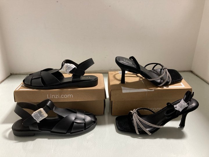 Lot 358  
            Marchington SR12 - Parcel Delivery Only 

                
LINZI POLLY BLACK VELVET HEELS SIZE -UK SIZE: 8 TO INCLUDE LINZI RHODA CLOSED TOE...