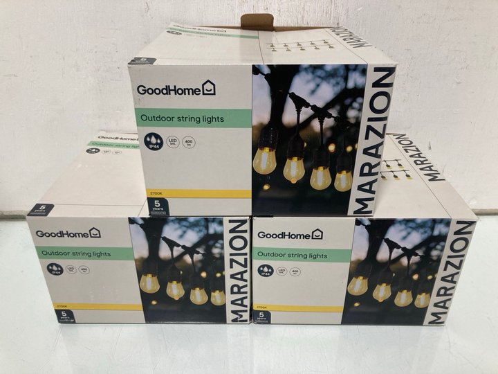 Lot 398  
            Marchington SR12 - Parcel Delivery Only 

                
3 X BOXES OF GOOD HOME MARAZION OUTDOOR STRING LIGHTS: LOCATION - I15