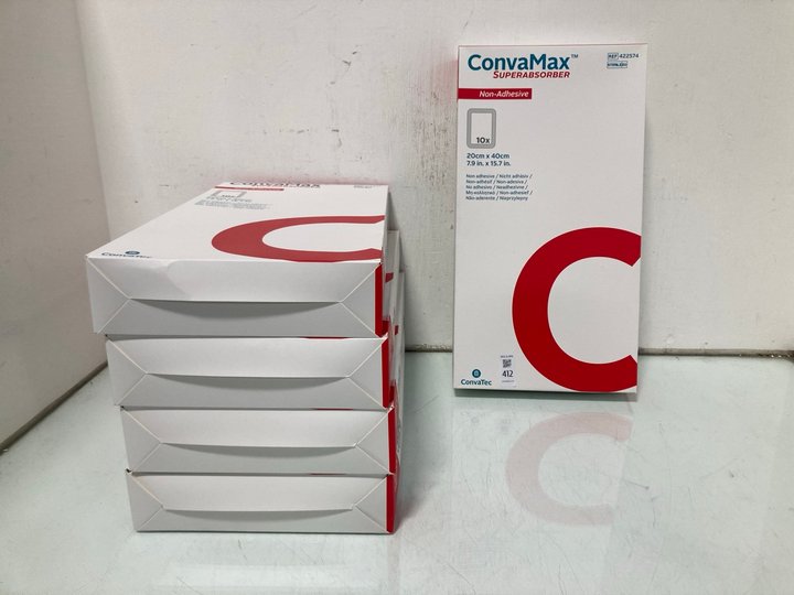Lot 412  
            Marchington SR12 - Parcel Delivery Only 

                
QTY OF CONVATEC SUPERABSORBER NON-ADHESIVE DRESSINGS: LOCATION - I14