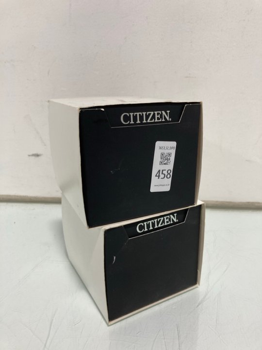 Lot 458  
            Marchington SR12 - Parcel Delivery Only 

                
CITIZEN ECO DRIVE WATCH IN STAINLESS STEEL/BLACK TO INCLUDE CITIZEN ANALOGUE BLUE...