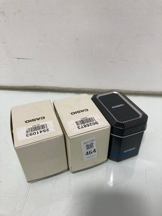 Lot 464  
            Marchington SR12 - Parcel Delivery Only 

                
3 X ASSORTED CASIO WATCHES TO INCLUDE CASIO WAVE CEPTOR WATCH IN BLACK/SILVER: LO...