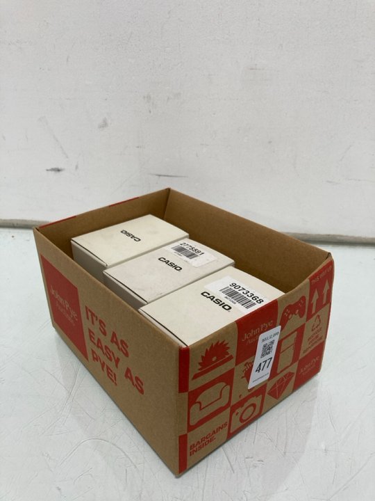 Lot 477  
            Marchington SR12 - Parcel Delivery Only 

                
3 X ASSORTED CASIO WATCHES TO INCLUDE CASIO ANALOGUE/DIGITAL WATCH IN BLACK: LOCA...