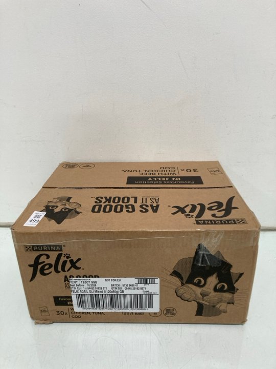 Lot 499  
            Marchington SR12 - Parcel Delivery Only 

                
PURINA FELIX VARIETY PACK IN JELLY - BB: 10/26: LOCATION - I11