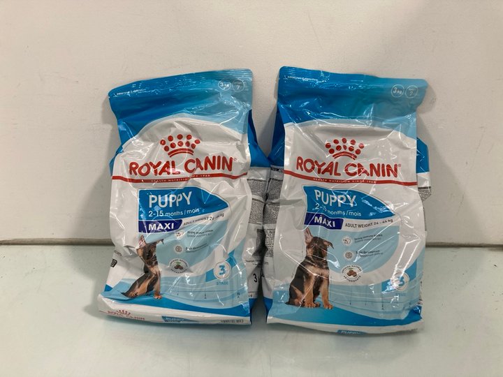 Lot 506  
            Marchington SR12 - Parcel Delivery Only 

                
2 X ROYAL CANIN PUPPY DRY DOG FOOD 2-15 MONTHS MAXI - STAGE 3, 3KG - BB: 02/27: L...