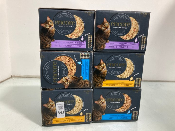 Lot 543  
            Marchington SR12 - Parcel Delivery Only 

                
6 X ENCORE CAT FOOD TO INCLUDE 2X CHICKEN BREAST 2X FISH SELECTION 2X FINEST SELE...