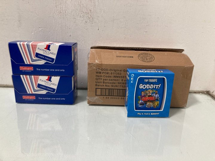 Lot 576  
            Marchington SR12 - Parcel Delivery Only 

                
QTY OF ASSORTED KID TOYS TO INCLUDE TOP TRUMPS GOD ORIGINAL GODDIT: LOCATION - I6