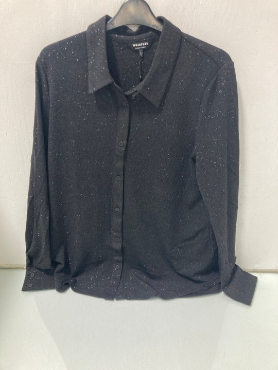 Lot 580  
            Marchington SR12 - Parcel Delivery Only 

                
WHISTLES EVA SPARKLE SHIRT IN BLACK UK SIZE 18 ORIGINAL RRP £89.00: LOCATION - I6