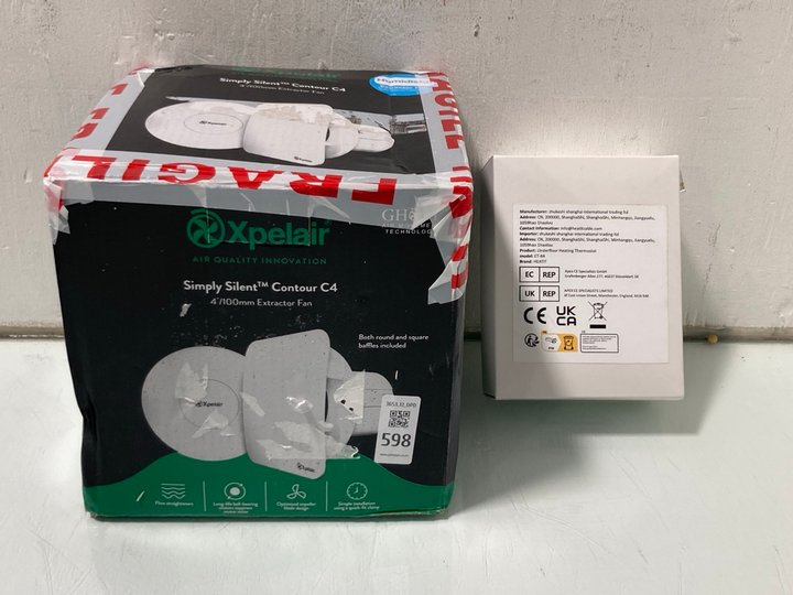 Lot 598  
            Marchington SR12 - Parcel Delivery Only 

                
DIGITAL PROGRAMMABLE THERMOSTAT CONTROLLER IN WHITE TO INCLUDE XPELAIR SIMPLY SIL...